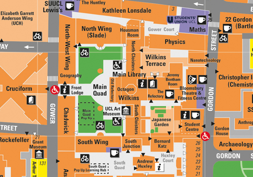 Cropped map of UCL's Bloomsbury campus